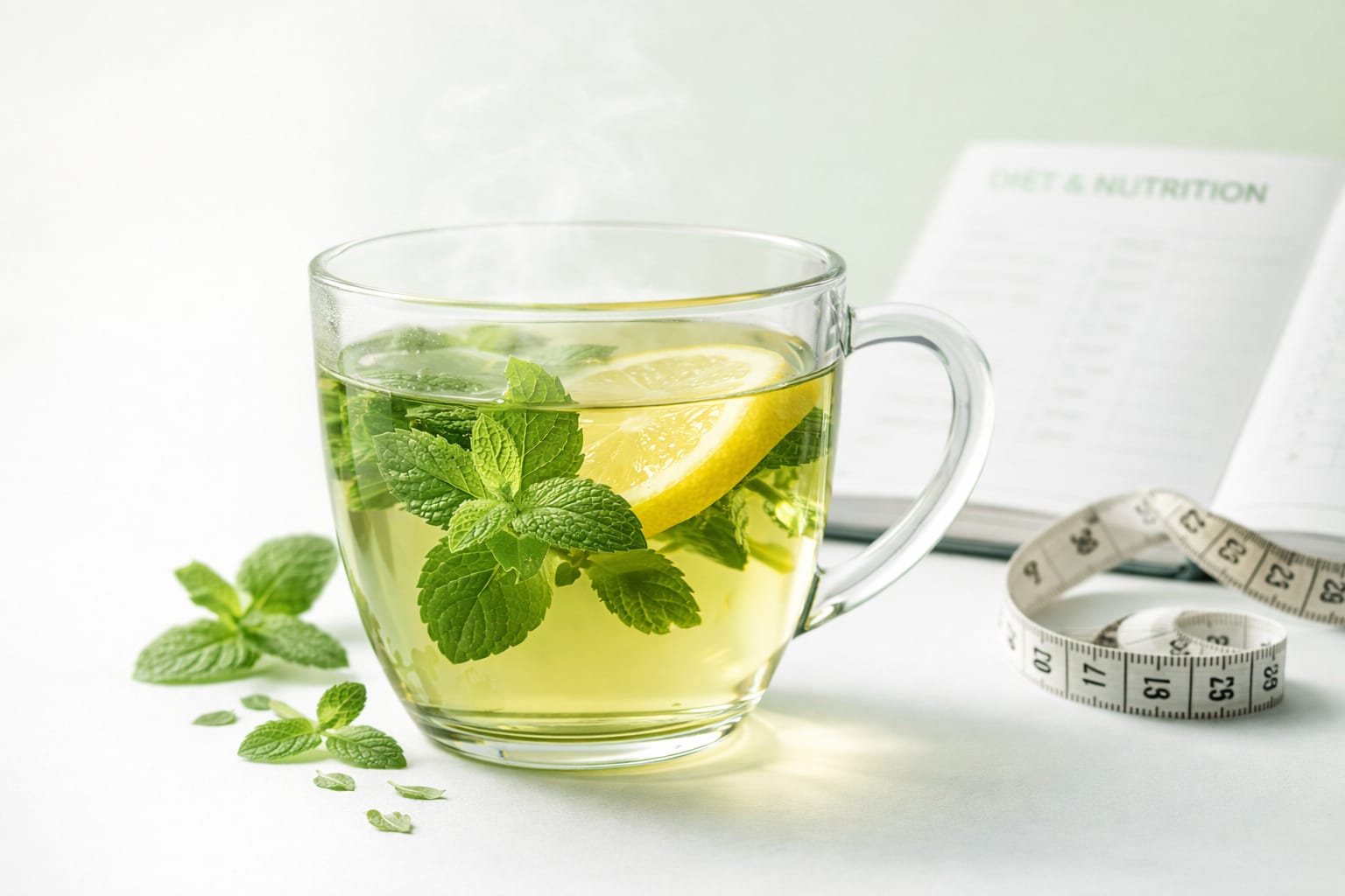 Detox tea and lemon wellness drink